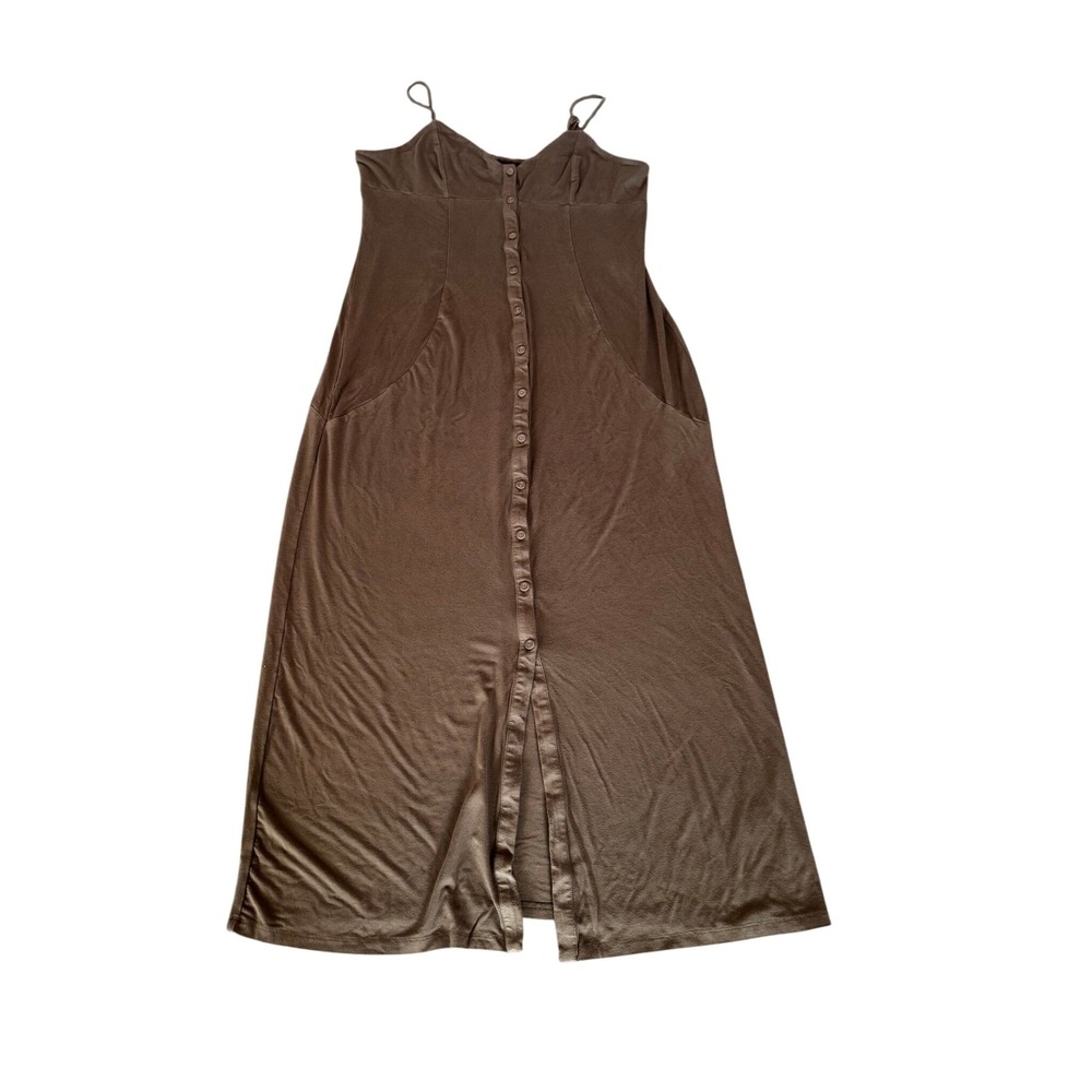 Favorite Daughter Green Button Down Midi Dress V-Neck Sleeveless Casual SZ L